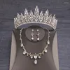 Necklace Earrings Set Luxury Bridal Headwear Rhinestone Tiara Pageant Birthday Crowns Wedding Headpiece Alloy Women