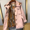 New autumn kids designer coat Checkered lining baby jacket Size 110-160 high quality Long windbreaker for girl and boy Nov15