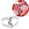 Bakformar 2 st/set kärlek pussel kakan skärare 3D rostfritt stål hjärtform bröllopstårta dekorera verktyg diy bakverk kexformar
