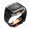 시계 밴드 IWATCH 시리즈 9 8 7 6 5 4 SE 45mm 44mm 실리콘 스트랩 231115 용 시계 Ultra 2 49mm 밴드의 투명 모드 키트 크리스탈 케이스.