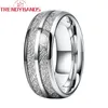 Band Ringen 8mm Wedding Band Tungsten Verlovingsringen Voor Mannen Vrouwen Koepelvormige Meteoriet Inlay Comfort Fit 231114