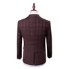 Costumes pour hommes coupe ajustée 3 pièces costume Double boutonnage 2 boutons affaires décontracté mariage bal formel vin rouge veste gilet