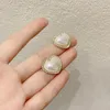 Stud Earrings Cute Rhinestone Side Faux Pearl Heart For Women Fashion Korean Style Jewelry Pendientes Party Accessories C348