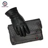 Five Fingers Gloves Winter men deer skin leather gloves male warm soft black sewing design men mittens imitate rabbit hair 70% wool lining-07 231115