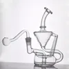 1 Stück kleine Recycler-Glasbong-Wasserpfeifen, Waben-Perc-Wasserpfeifen, Bohrinseln, dicker Bubbler, Dabber, Recycler, Aschefänger, Shisha mit 10 mm männlichen Glas-Ölbrennerrohren