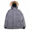 Down Jacket Women's and Men's Wolf Fur Collar Medium Längd vinter Ny kanadensisk stil övervann kläder tjock high-end vita anka ner män