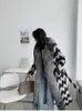 Women's Fur Faux OFTBUY Real Coat Winter Jacket Women Wool Blends Plaid Silver Collar Tweed XLong Slim Belt Warm 231115