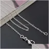 Kedjor 1mm 925 Sterling Sier Chains Jewelry Diy Fashion Women Gifts Rolo Link Chain Halsband med hummer CLASPS Stamp 16 18 Drop Del Dh59n