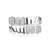 Cz stenen tanden grillz caps kubiek zirkoon ijskoud micro pave topbottom charme grills ingesteld voor mannen dames sieraden cadeau