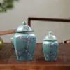 Storage Bottles Classical Vase Tea Tin With Lid Candy Holder Decor Office Ceramic Ginger Jar