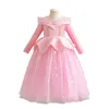 Robes de fille Rose Sleeping Beauty Robe Enfants Aurora Cosplay Costume Printemps Automne Fille Fête D'anniversaire Princesse Tenues Enfants Robe Élégante 231114