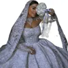 Luxuriöse Kristallhochzeits-Ballkleid-High-Neck-Kleider mit Perlen, Pailletten und Spitze, Vestidos De Novia nach Maß