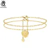 발목 Orsa 보석 여성을위한 초기 발목 팔찌 14K 골드 도금 스털링 실버 레이어링 편지 A to Z Anklet Beach Jewelry SSA08 231115