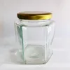 Storage Bottles ! Bulk 12PC 400ml Glass Hexagon Jam &Honey Jars With Gold/Silver Lids USD49.80/lots