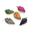 Hänge halsband natursten druzy crystal pendants blad pil form charms för diy örhängen halsband accessoarer smycken tillverkning