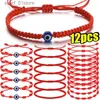 Łańcuch 2-12PCS Lucky Red Stricle Bransoletka na parę Powodzenia Ale dla sukcesu Rope Zło Eyes Pletające opaskę ręcznie robiącą biżuterię 231115