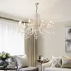 Hängslampor American Country Chandelier Simple Living Room sovrum matljus retro vit café klädbutik kristall