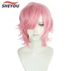 Feestvoorraden Anime Yarichin Club Ayato Yuri Cosplay Wigs Pink Korte hitte Resistent Synthetisch Hair Halloween Wig Cap