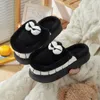 Slippers Vrouwen Casual Flip Flop Winter Harige Cartoon Leuke Krokodil Slipper Thuis Pluche Warme Slides Dikke Zool Katoenen Schoenen