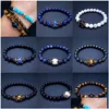 Bärade volyft 2023 Ny Natural Stone Pärled Tiger Eye Lava Lapis Charm Armband för män Gemstone Chakras Beads Jewelry VBR111 Drop de DHZ6D