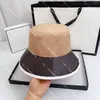 Chapeaux de pêcheur en cuir de luxe en Patchwork, chapeaux de styliste avec lettres de trèfle, casquettes pour hommes et femmes