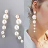 Orecchini a bottone moda elegante grande perla simulata lunga perla imitazione stringa dichiarazione per regalo di festa di nozze all'ingrosso