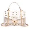 Evening Bags Chains Rivet Women Handbags Small White Black Pink Yellow Blue Pvc Hasp Summer Soft Shoulder Cross Body 231115