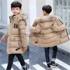 Down Coat Big Kids Thick Long Jacket Autumn Winter Boys Plus Velvet Warm Teen Coats Fashion Mid-Längd dragkedja Huven Ytterkläder 5-14 år J231115