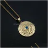 Pendant Necklaces Voleaf Round Gold Plated Protection Eye Of Horus Necklaces For Men Egyptian Jewelry Relius Vne126 Drop Delivery Jewe Dhu1V