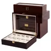 Obejrzyj skrzynki Ręcznie robione drewno 6/10/12 Grids luksusowe zegar zegarowy pudełko dla męskich i damskich biżuterii opakowanie pudełka zegarek organizator 231115