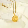 Pendant Necklaces 18k Gold Plated Stainless Steel Sunflower Sungod Round Necklace For Women Men Metal Celestial Abstract