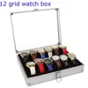 Titta på lådor Fall 12 Girds Quality Wrist Watch Box Metal Aluminium Alloy Watches Storage Clock Holder Box Jewelry Collection Display Gift Fall 231115