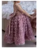 Filles paillettes gilet robes robe de bal enfants stéréo dentelle rose gros arcs robe de princesse enfants vêtements de fête d'anniversaire Z5431