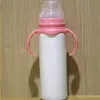 8oz sublimatie babyvoeding fles roestvrij staal sippy cup met tepelhandgreep 8oz onbreekbare witte baby verpleegkundige fles voor sublimat ngrt