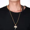 Pendant Necklaces 1 Fashion Charm Hip Hop Bling Iced Out Micro Paved CZ Palm Tree Pendants & For Men Rapper Jewelry With Tennis Chain