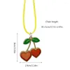 Pendentif Colliers Fashion Cherry Collier ras du cou Sweet Fruit Charm Clavicule Chaîne Cire Corde