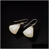 Dangle Lustre Designer Original Gilt Craft Naturel Hetian Jade Géométrique Boucles D'oreilles Simple Rétro Exquis Dames Sier J Dhgarden Dhhlj