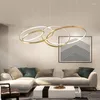 Chandeliers Lights Modern Golden Luxury Duplex Villa Staircase Large Dining Circular Ring Shaped High Living Room Lamp