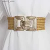 Bälten guld elastisk midjeband kvinnors mode avslappnad lyx design kappklänning dekorativa tillbehör breda bälte goth retro korsett bälte q231115
