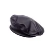 Berets Women Beret Hat PU Leather French Black Artist Cap