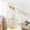 Porte-chats Cages simples en fer forgé petit appartement maison Villa de luxe maison bac à litière intérieure Cage pour animaux de compagnie japonaise