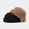 Berets Fashion Men Cotton Brimless Cap Vintage Dome Hat Solid Street Portable Hats Summer Multipurpose Beanie Hip Hop