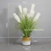 Other Event Party Supplies 7 Heads Fake Reed Bouquet Silk Onion Grass Large Artificial Tree Wedding Flower Plastic Autumn Plants for Home Decoration 230414