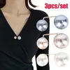 Broches de camisa de pérola dupla, alfinetes de botão anti-desbotamento, broche elegante requintado para mulheres, suéter, casaco, vestido, decoração de casamento