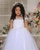Robes de fille Puffy Ivoire Flower Dress Jolie princesse Première Communion Cap Sleeve Wedding Party