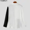 Costumes pour hommes Blazers INCERUN Tops 2023 Style coréen Noir Blanc Costume contrasté Casual Bien ajusté Drapé Design Blazer à manches longues S5XL 231114