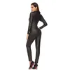 Tute da donna Pagliaccetti Taglie forti Donna Sexy Ecopelle Night Club Tuta Tuta in lattice PVC Catsuit Cerniera con apertura sul cavallo Erotica