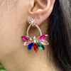 Boucles d'oreilles pendantes Vedawas mode cristal multicolore avec perle fleur goutte pour femmes brillant strass bijoux accessoires de fête de mariage