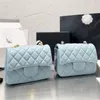 Mini-Quadrat-Klappentasche, Designer-Damen-Echtleder, Kaviar-Lammfell, klassische schwarze Geldbörse, gesteppte Hangbags, Umhängetaschen, Schultertasche, Goldkette, Box-Taschen