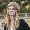 Berets Ylwhjj Franse baret Dames herfst en winter Solid kleur retro grote diameter wol modieuze kunstenaar hoed thermische pet